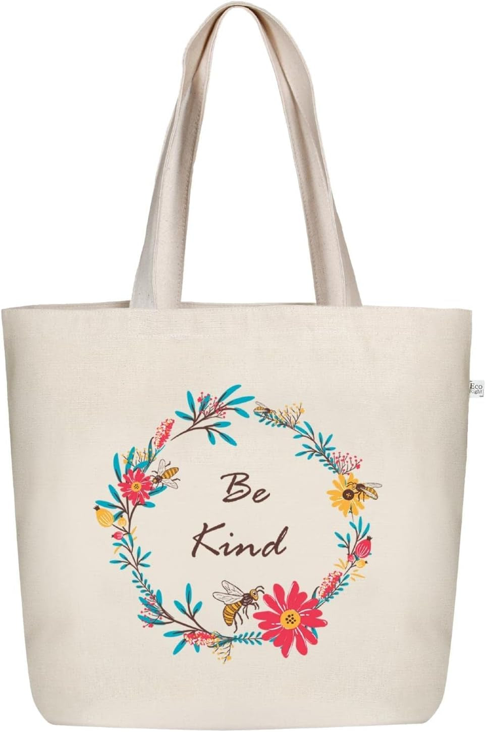 Large Canvas tote bag with zipper & pocket women tote bag for work beach &yoga
